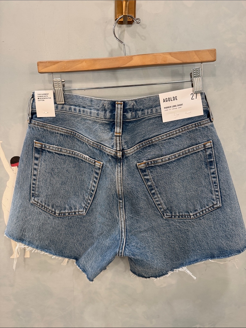Agolde Parker Long Raw-Hem Denim Shorts - Picture 4 of 5
